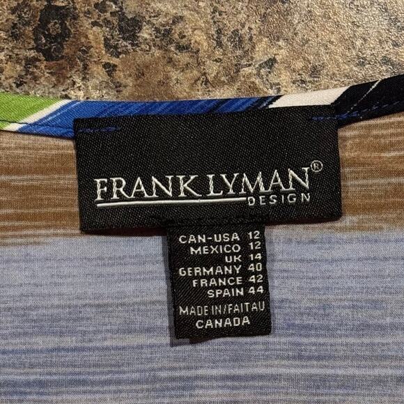 Frank Lyman Jacket 3/4 Sleeve Zip Retro Lightweight Ruched Stretch Colorful 12 - Picture 3 of 5